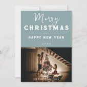 シンプルクリスマス写真 |ティール（緑がかった色） シーズンカード (正面)