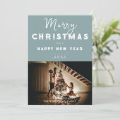 シンプルクリスマス写真 |ティール（緑がかった色） シーズンカード (スタンド正面)