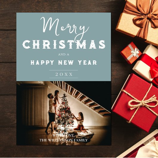 シンプルクリスマス写真 |ティール（緑がかった色） シーズンカード