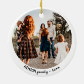 シンプルクリスマス家族のラウンドフォト セラミックオーナメント (裏面)