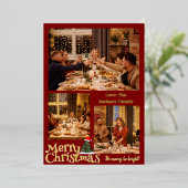 シンプルクリスマス家族タイポグラフィ3枚 箔シーズンカード (立ち正面)