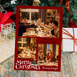 シンプルクリスマス家族タイポグラフィ3枚 箔シーズンカード