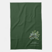 シンプルクリスマス水の色の緑 キッチンタオル (縦)