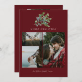 シンプルクリスマス水カラーフローラフォトコラージュ シーズンカード (正面/裏面)