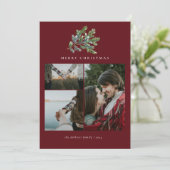 シンプルクリスマス水カラーフローラフォトコラージュ シーズンカード (スタンド正面)