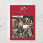 シンプルクリスマス水カラーフローラフォトコラージュ シーズンカード (正面)