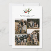 シンプルクリスマス水カラーフローラフォトコラージュ シーズンカード (正面)