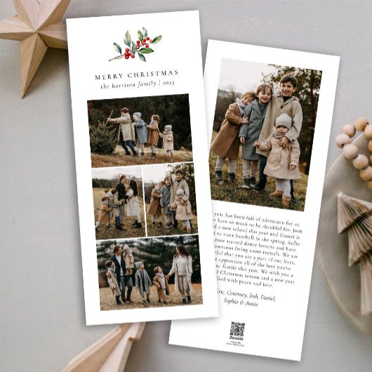 シンプルクリスマス水カラーフローラフォトコラージュ シーズンカード