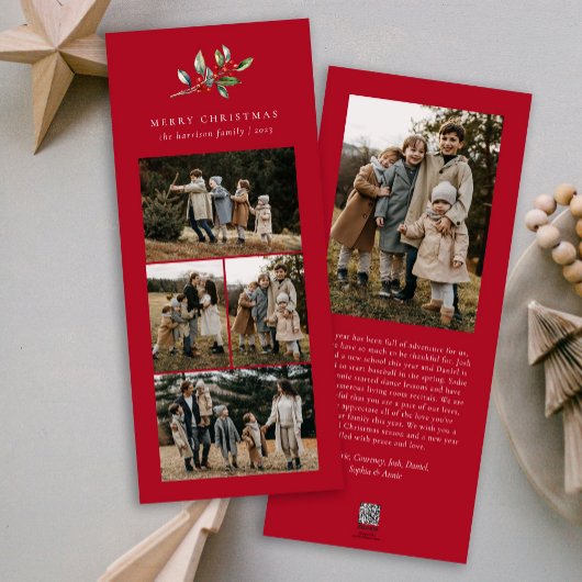 シンプルクリスマス水カラーフローラフォトコラージュ シーズンカード