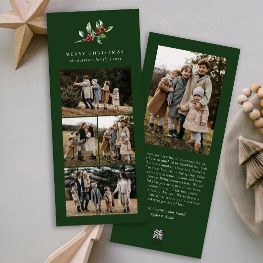 シンプルクリスマス水カラーフローラフォトコラージュ シーズンカード