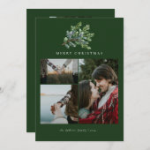 シンプルクリスマス水カラーフローラフォトコラージュ シーズンカード (正面/裏面)