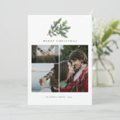 シンプルクリスマス水カラーフローラフォトコラージュ シーズンカード (スタンド正面)