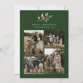 シンプルクリスマス水カラーフローラフォトコラージュ シーズンカード (正面)