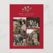 シンプルクリスマス水カラーフローラフォトコラージュ シーズンポストカード (正面)