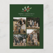 シンプルクリスマス水カラーフローラフォトコラージュ シーズンポストカード (正面)