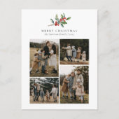シンプルクリスマス水カラーフローラフォトコラージュ シーズンポストカード (正面)