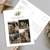 シンプルクリスマス水カラーフローラフォトコラージュ シーズンポストカード