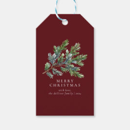 シンプルクリスマス水カラーフローラ ギフトタグ