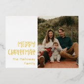 シンプルクリスマス独身の写真金ゴールド 箔シーズンカード (正面)