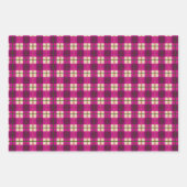 シンプルクリスマス用格子模様の赤とピンク市松模様に ラッピングペーパーシート (正面2)