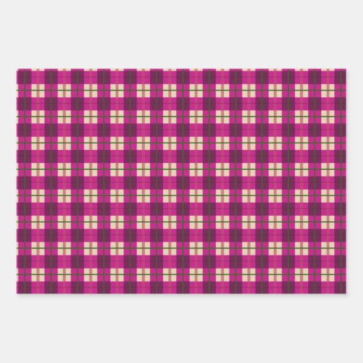 シンプルクリスマス用格子模様の赤とピンク市松模様に ラッピングペーパーシート (正面2)