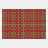 シンプルクリスマス用格子模様の赤と緑市松模様に ラッピングペーパーシート (正面)