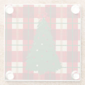 シンプルクリスマス用格子赤緑松 ガラスコースター (裏面)