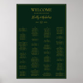 シンプルクリスマス緑アルファベット座席表 ポスター (正面)