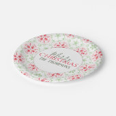 シンプルクリスマス赤と緑かわいいスノーフレーク ペーパープレート (アングル)