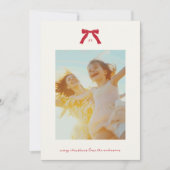 シンプルクリスマス赤文字&ボウカスタム写真 シーズンカード (正面)