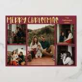 シンプルクリスマス赤5枚の金ゴールド 箔シーズンカード (正面)