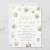 シンプルクリスマス金ゴールドベビーその冷たい屋外シャワー 招待状 (正面)