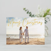 シンプルクリスマス金ゴールド写真 箔シーズンカード (立ち正面)