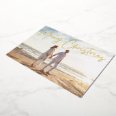 シンプルクリスマス金ゴールド写真 箔シーズンカード (回転した状態)