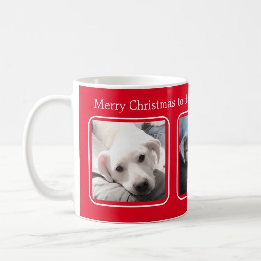シンプルクリスマス3枚の写真赤と白 コーヒーマグカップ (左)