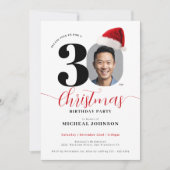 シンプルクリスマス30歳の誕生日パーティー 招待状 (正面)