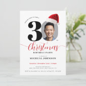 シンプルクリスマス30歳の誕生日パーティー 招待状 (スタンド正面)