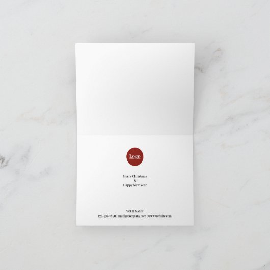 シンプルクリスマス・ビジネス・ロゴ赤い白のスクリプト シーズンカード (内部)