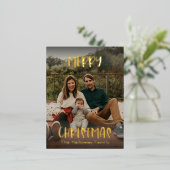 シンプルクリスマス |フルモダンフォト金ゴールド 箔シーズンポストカード (立ち正面)