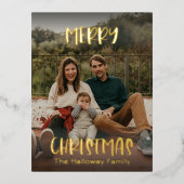 シンプルクリスマス |フルモダンフォト金ゴールド 箔シーズンポストカード (正面)