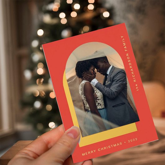 シンプルクリスマス |モダンフォトレッド 箔シーズンカード