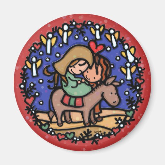 シンプルクリスマス。愛が生まれた。イエス。レッド マグネット (正面)