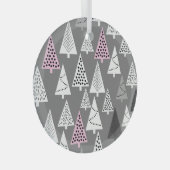 シンプルクリスマス：抽象芸術ツリーパターン ガラスオーナメント (正面右)