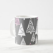シンプルクリスマス:抽象芸術ツリーパターン コーヒーマグカップ (正面左)