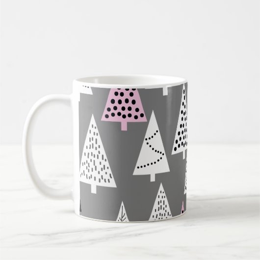 シンプルクリスマス:抽象芸術ツリーパターン コーヒーマグカップ (左)