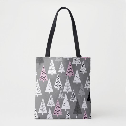 シンプルクリスマス：抽象芸術ツリーパターン トートバッグ (正面)