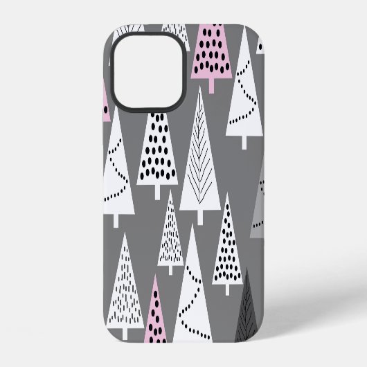 シンプルクリスマス:抽象芸術ツリーパターン iPhoneケース (裏面)
