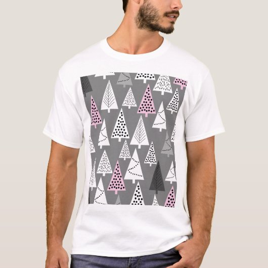 シンプルクリスマス:抽象芸術ツリーパターン Tシャツ (正面)