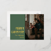 シンプルクリスマス |緑の写真独身の金ゴールド 箔シーズンポストカード (正面/裏面)