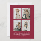 シンプルクリムゾンスクリプト5フォトコラージュ卒業 案内状 (裏面)